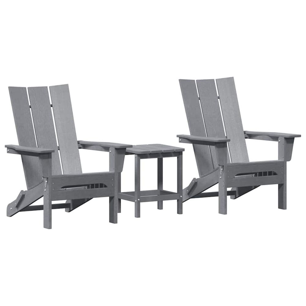 Chaise de jardin 3 pc gris clair polyéthylène