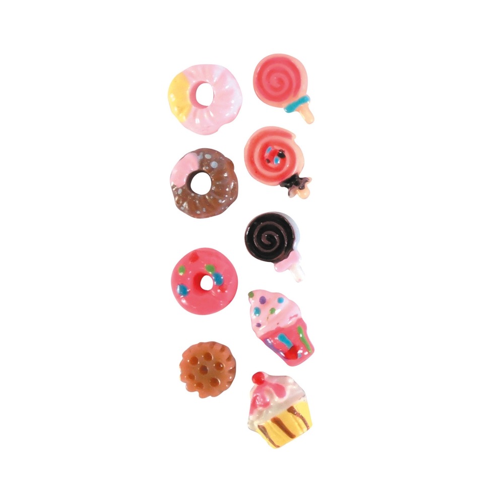 18 mini décorations gourmandes en pâte polymère