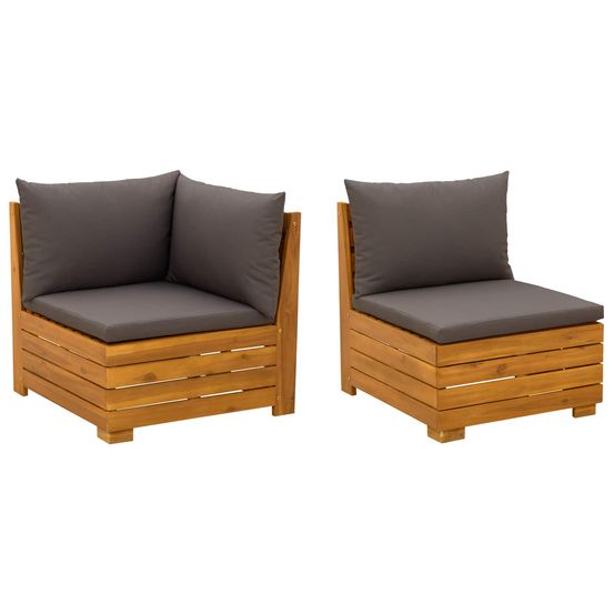 Ensemble de salon de jardin 2 pc 2 place bois d'acacia massif