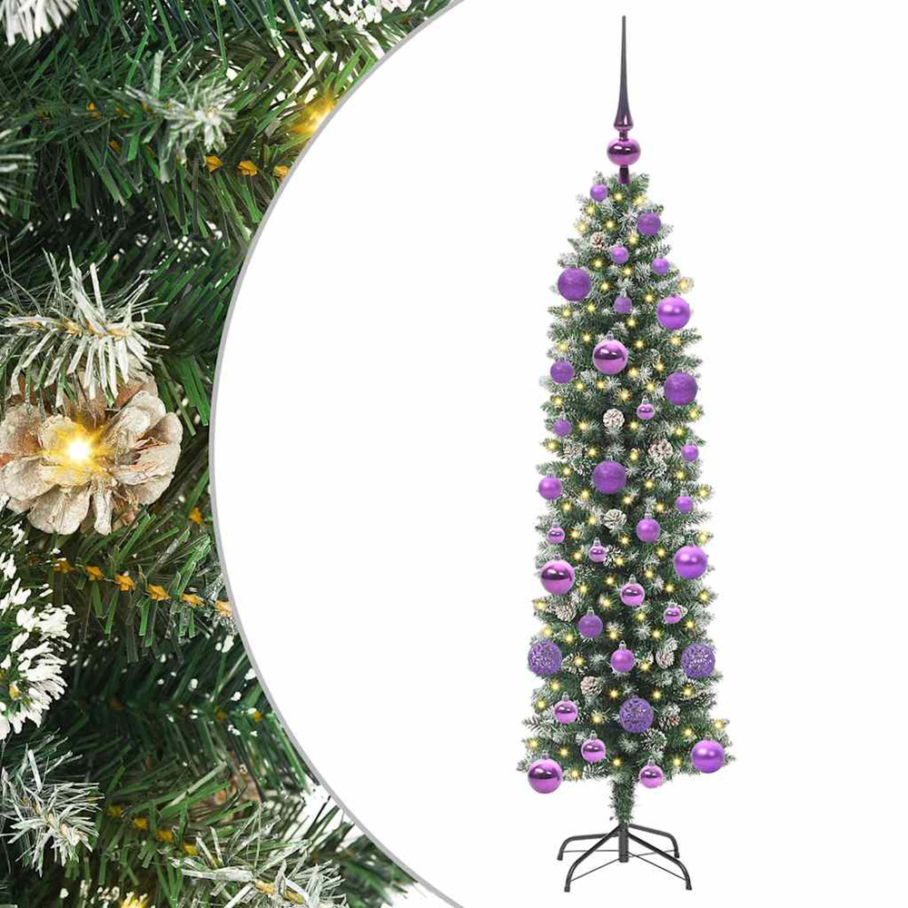 Arbre de noël artificiel slim avec 150 led vert et blanc 120 cm