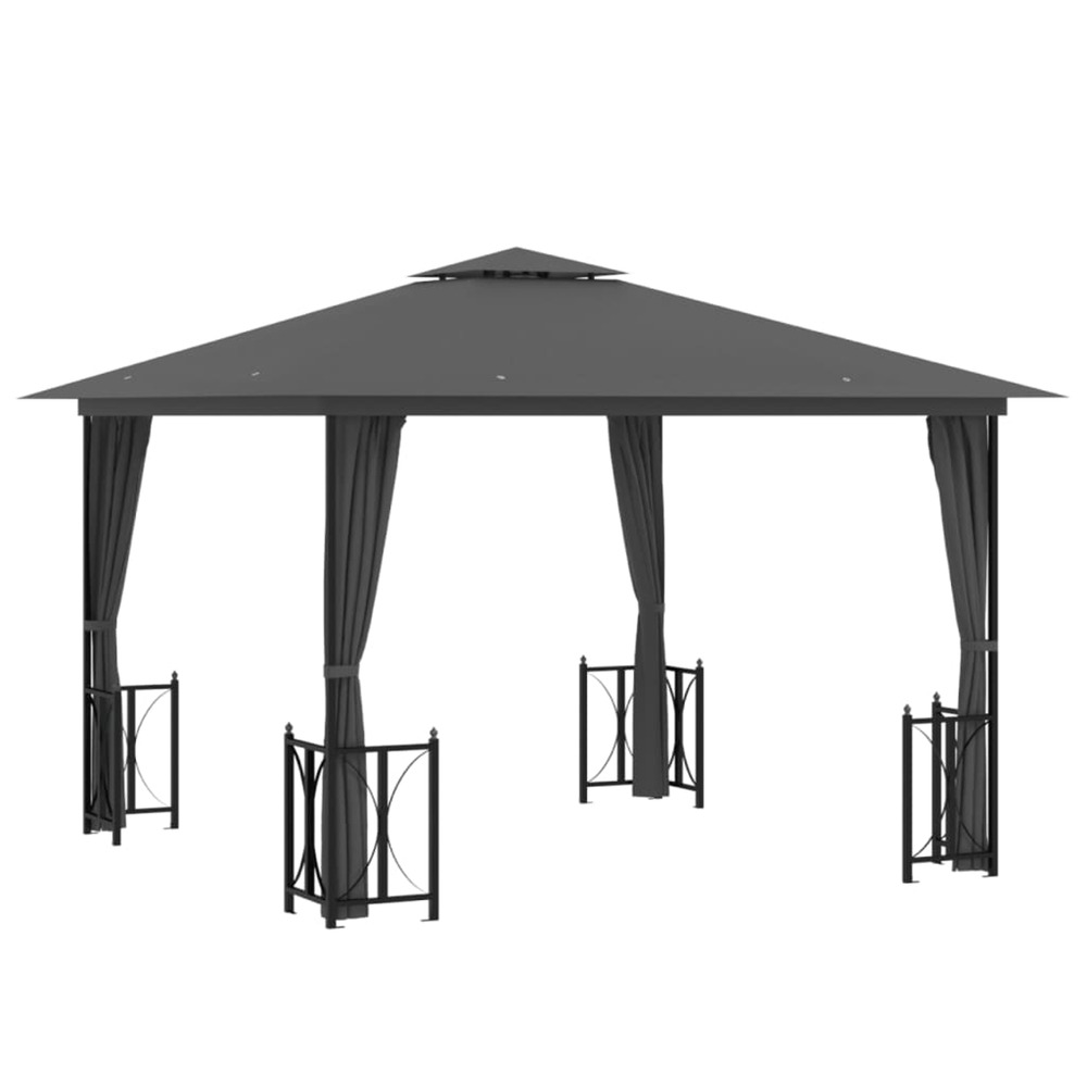 Tonnelle avec parois et toit double 3x3 m anthracite