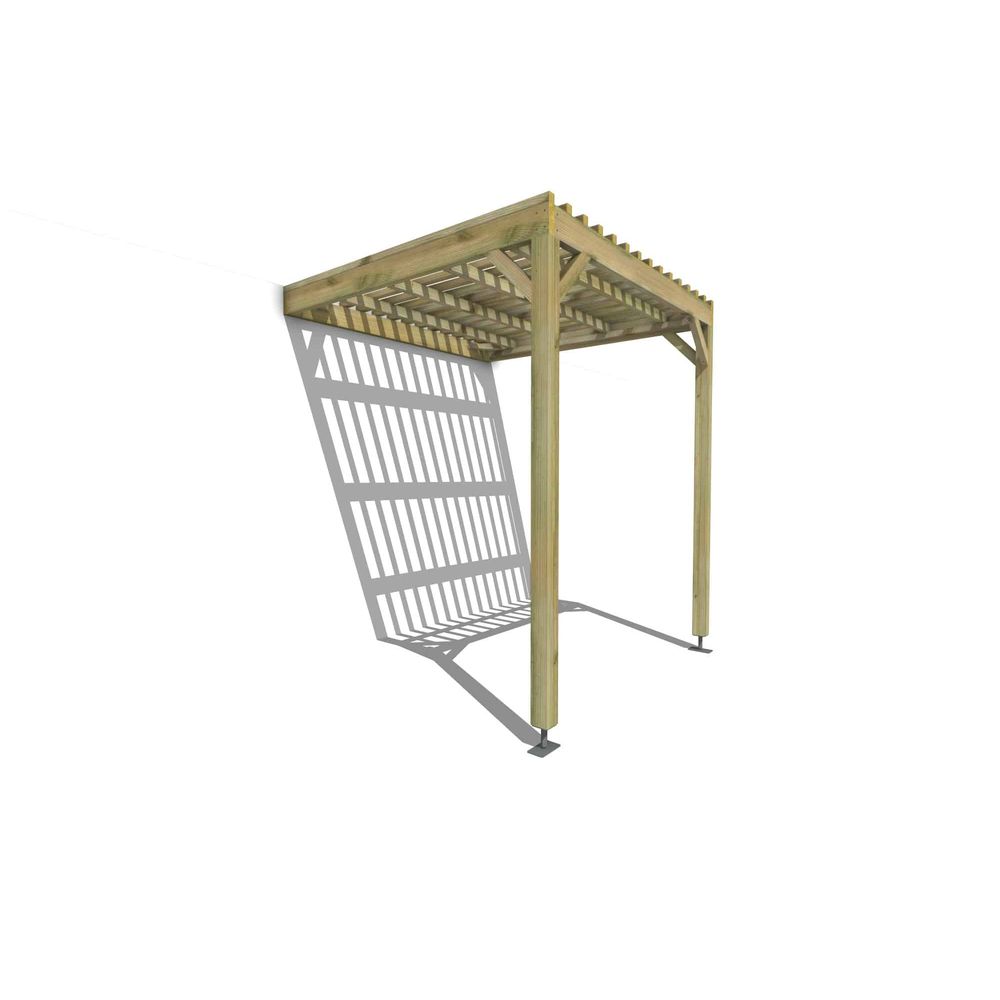 Pergola bois • 2m x 2m • adossée • sens largeur • lattage bois • livraison comprise