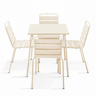 Ensemble table de jardin et 4 chaises en métal ivoire