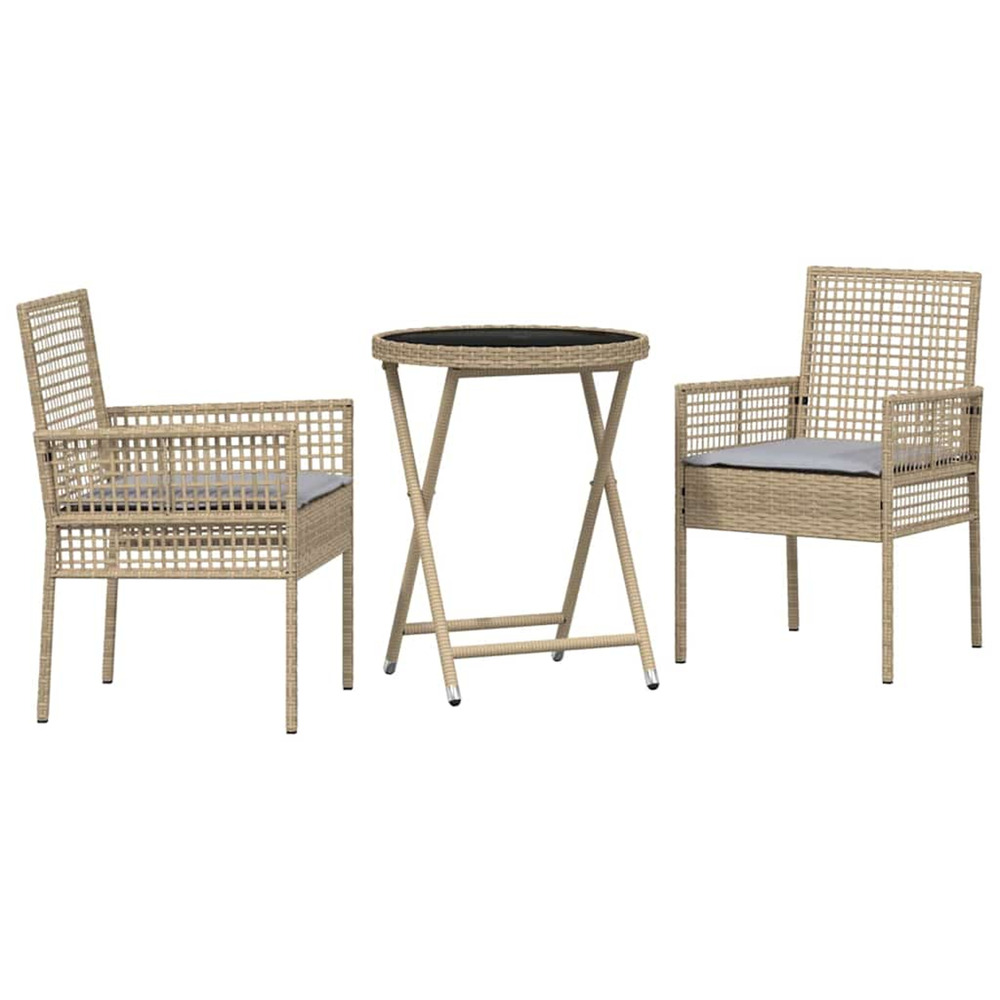 Ensemble bistro de jardin 3 pcs beige polyrotin