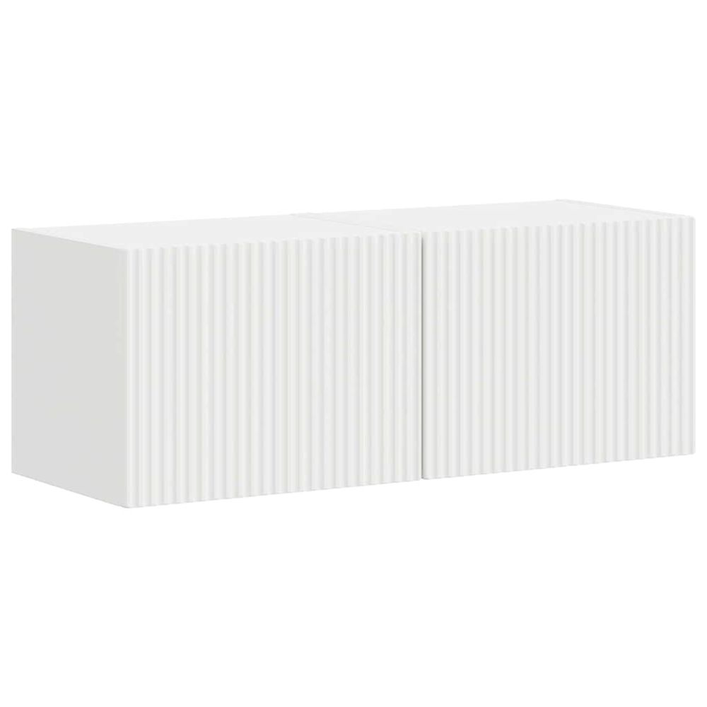 Meuble tv mural 2 pc blanc bois d'ingénierie