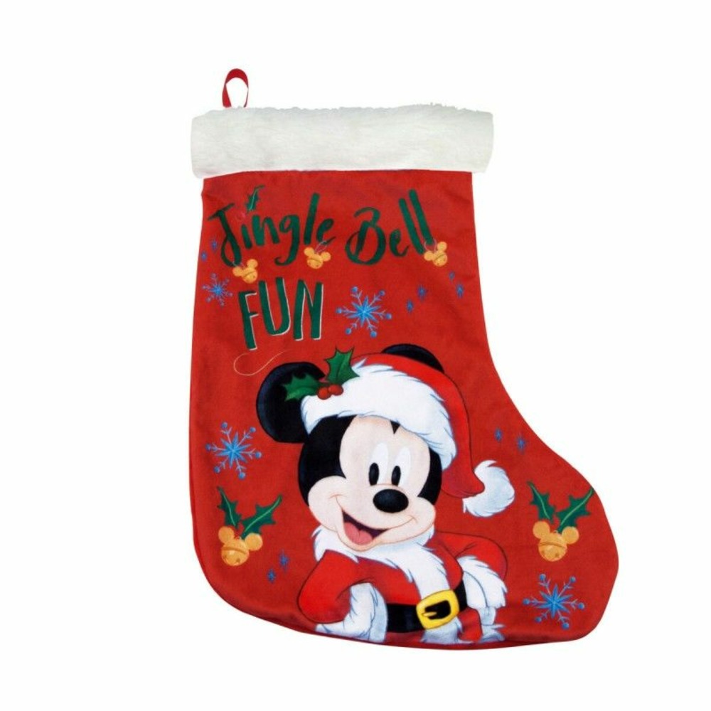 Chaussette de noël mickey mouse happy smiles 42 cm polyester