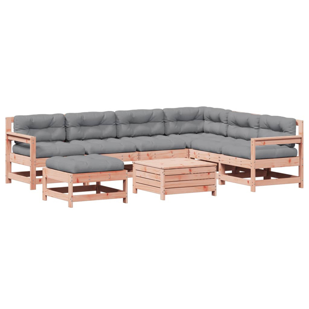 Salon de jardin 8 pcs avec coussins bois massif douglas