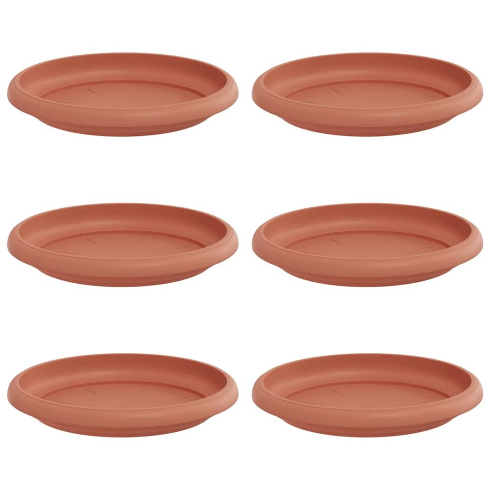 Plateau à fleurs rond 6 pc rouge brique ø 14 x 2 cm plastique