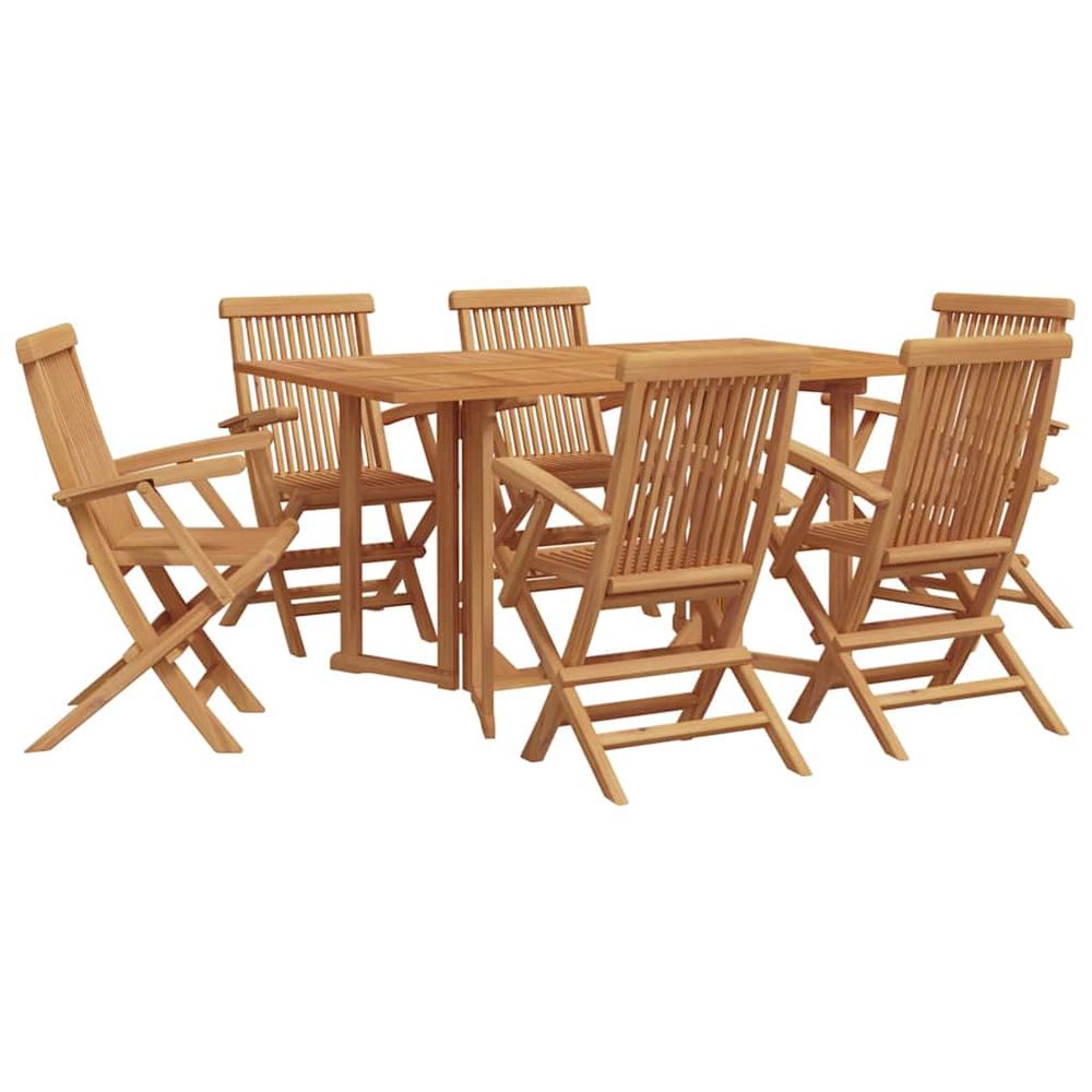 Ensemble de salle à manger pour jardin 7 pc marron