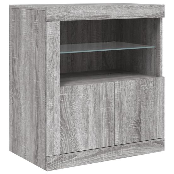 Buffet bahut commode armoire meuble de rangement organisateur cuisine salle de séjour salon avec lumières led sonoma 60,5 x 3
