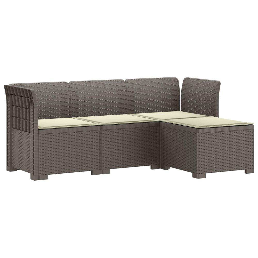 Canapé de jardin 4 places avec coussins style rotin pp