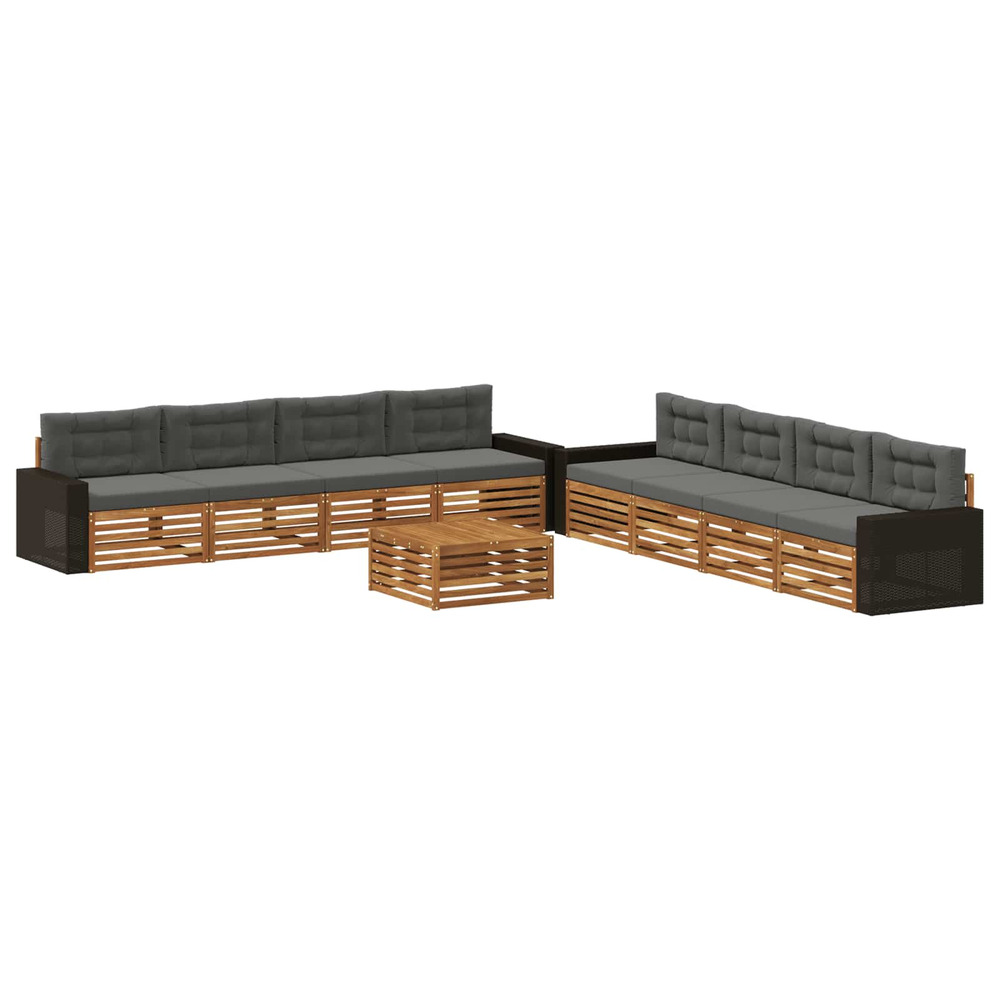 Ensemble de canapés d'extérieur 9 pcs naturel et anthracite