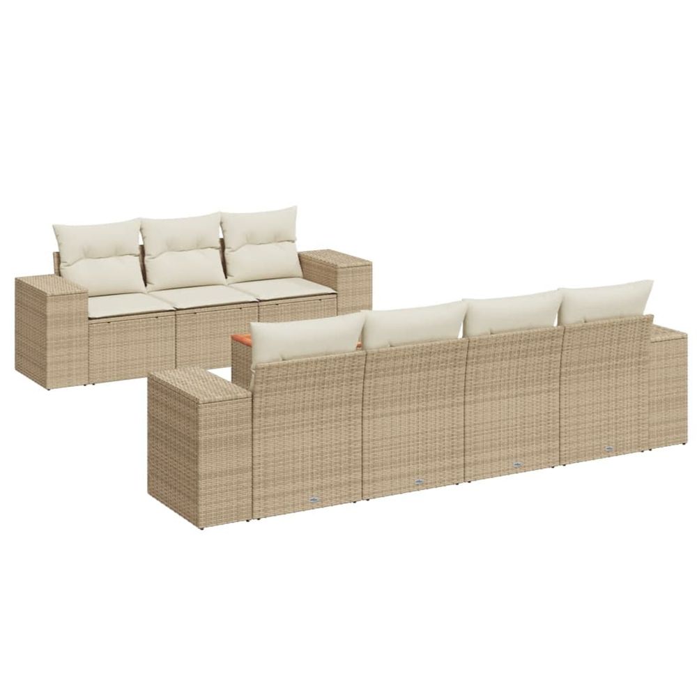 Salon de jardin avec coussins 8 pcs beige résine tressée