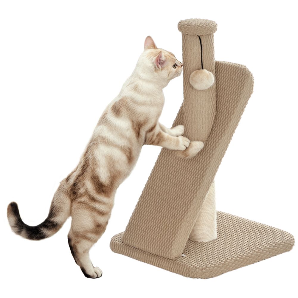 Poteau griffoir pour chat en sisal avec surface à picots et balle 33x54cm marron