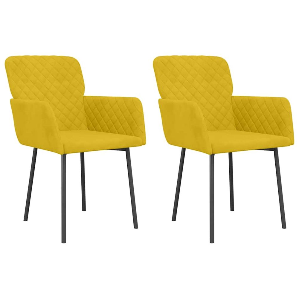 Chaises à manger lot de 2 jaune velours