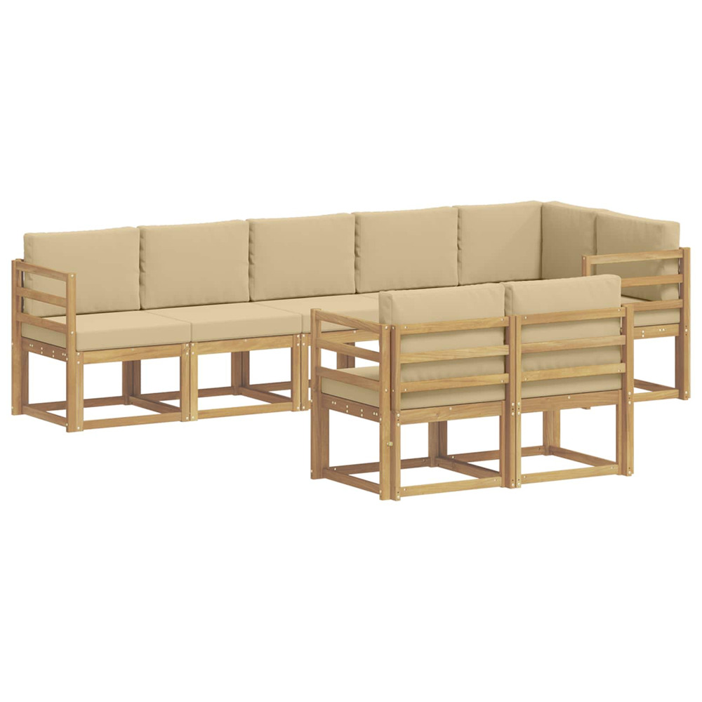 Ensemble de canapés d'extérieur 8 pcs blanc et beige polyester