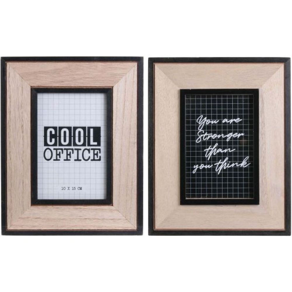 Cadre photo en bois happy working (lot de 2)