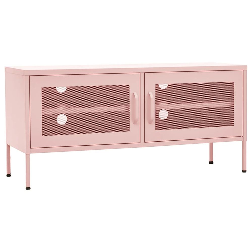 Meuble tv rose 105x35x50 cm acier