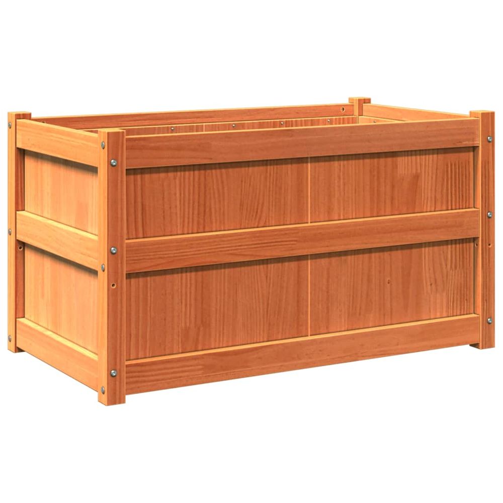 Jardinière cire marron 90x50x50 cm bois de pin massif