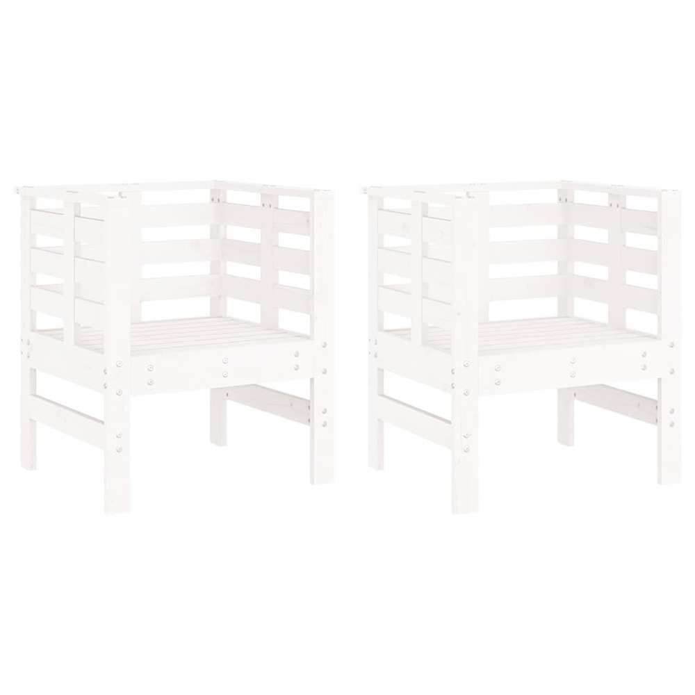 Chaises de jardin lot de 2 blanc 61,5x53x71 cm bois pin massif