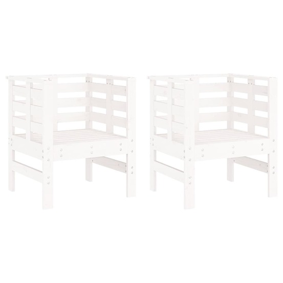 Chaises de jardin lot de 2 blanc 61,5x53x71 cm bois pin massif