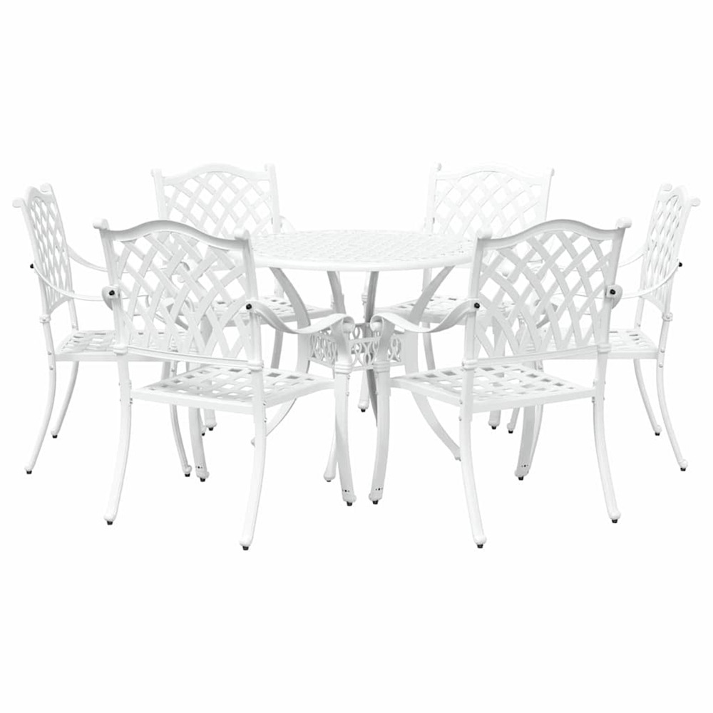 Ensemble de salle à manger pour jardin 7 pcs blanc aluminium