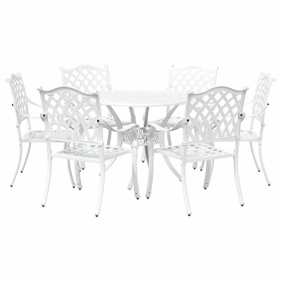 Ensemble de salle à manger pour jardin 7 pcs blanc aluminium