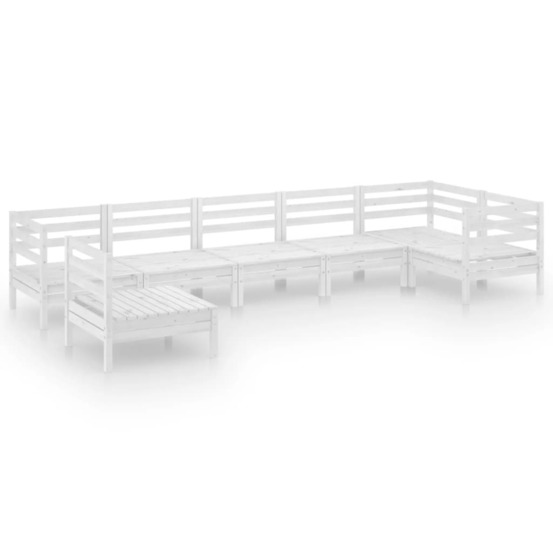 Salon de jardin 7 pcs bois de pin massif blanc