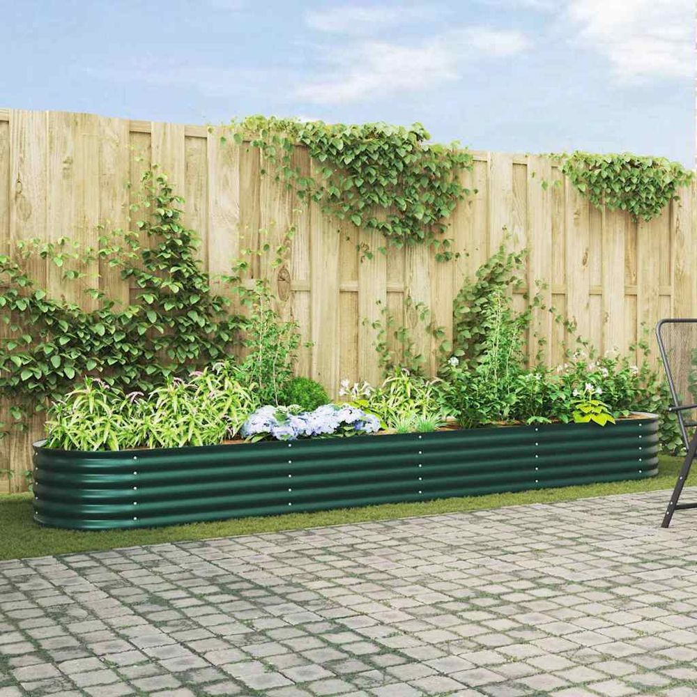Jardinière potager en acier pour massifs et plantations vert 400x80x44 cm
