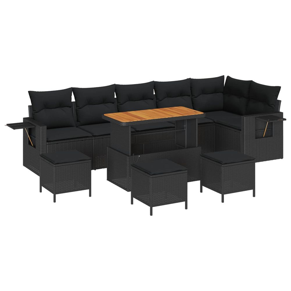 Ensemble de canapé de jardin 12 pc noir polyrotin