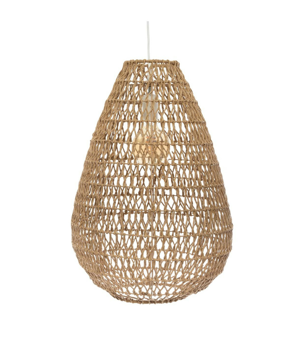 Luminaire suspension en métal & corde d 37.5 cm beige