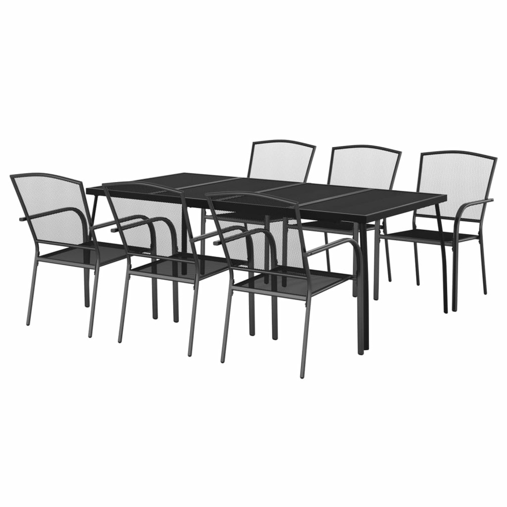 Ensemble de salle à manger de jardin meuble extérieur 7 pièces anthracite acier