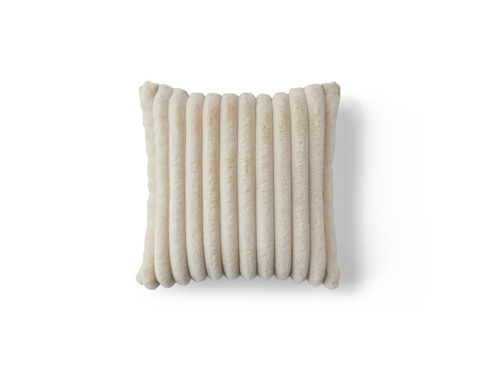 Pampelune - coussin - en fausse fourrure côtelé et velours - 40x40 cm