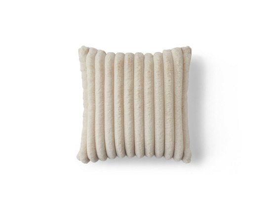 Pampelune - coussin - en fausse fourrure côtelé et velours - 40x40 cm