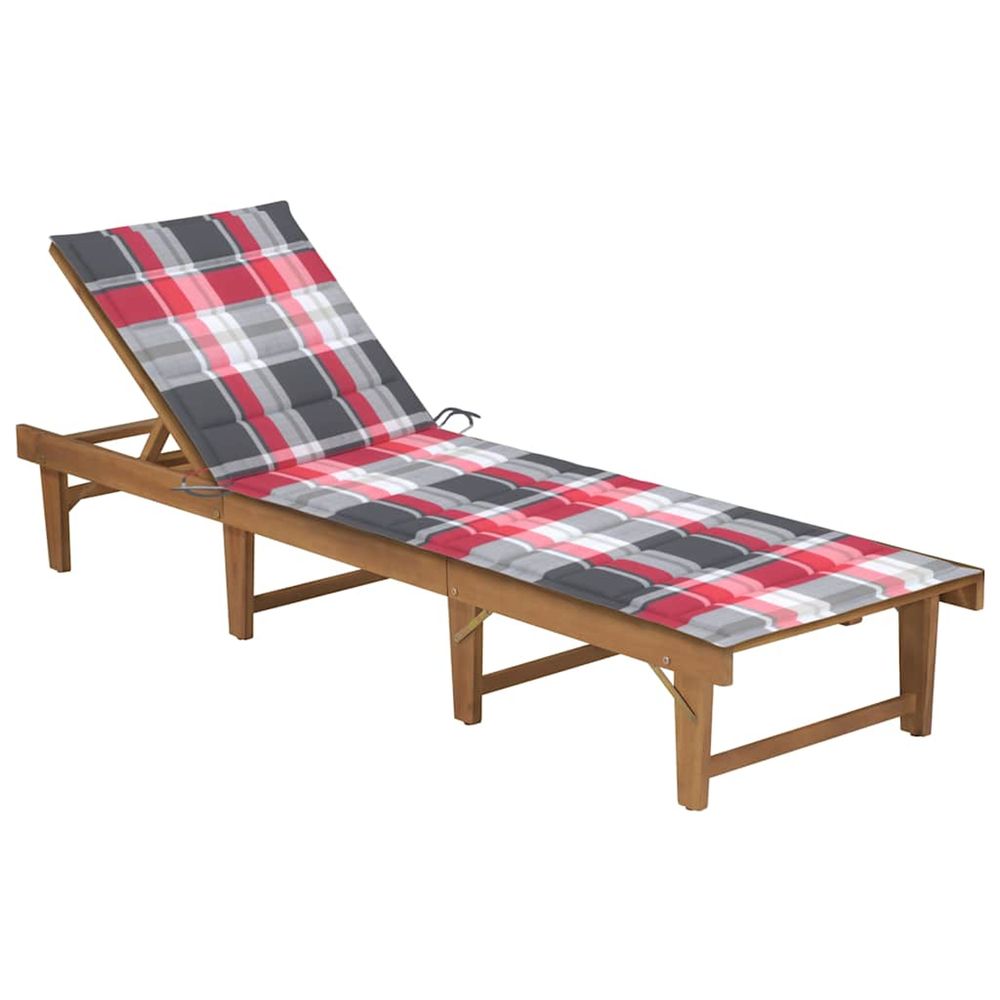 Chaise longue pliable avec coussin bois d'acacia solide bain de soleil