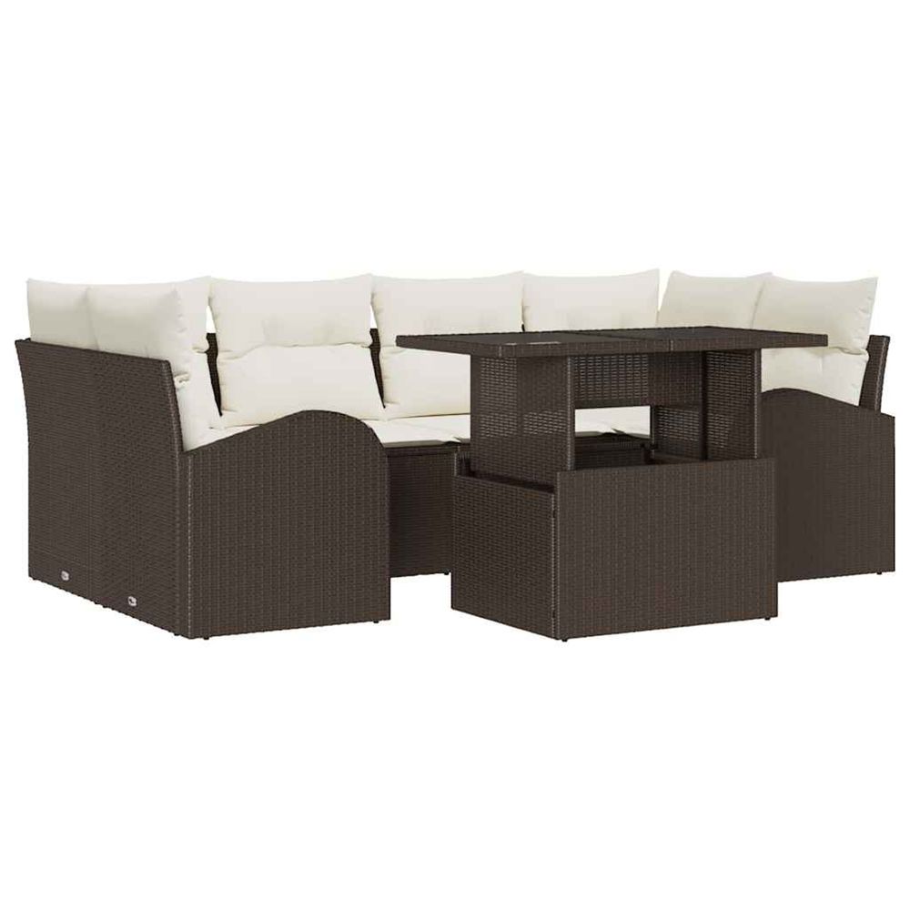 Ensemble de canapé de jardin 7 pièces marron poly rattan