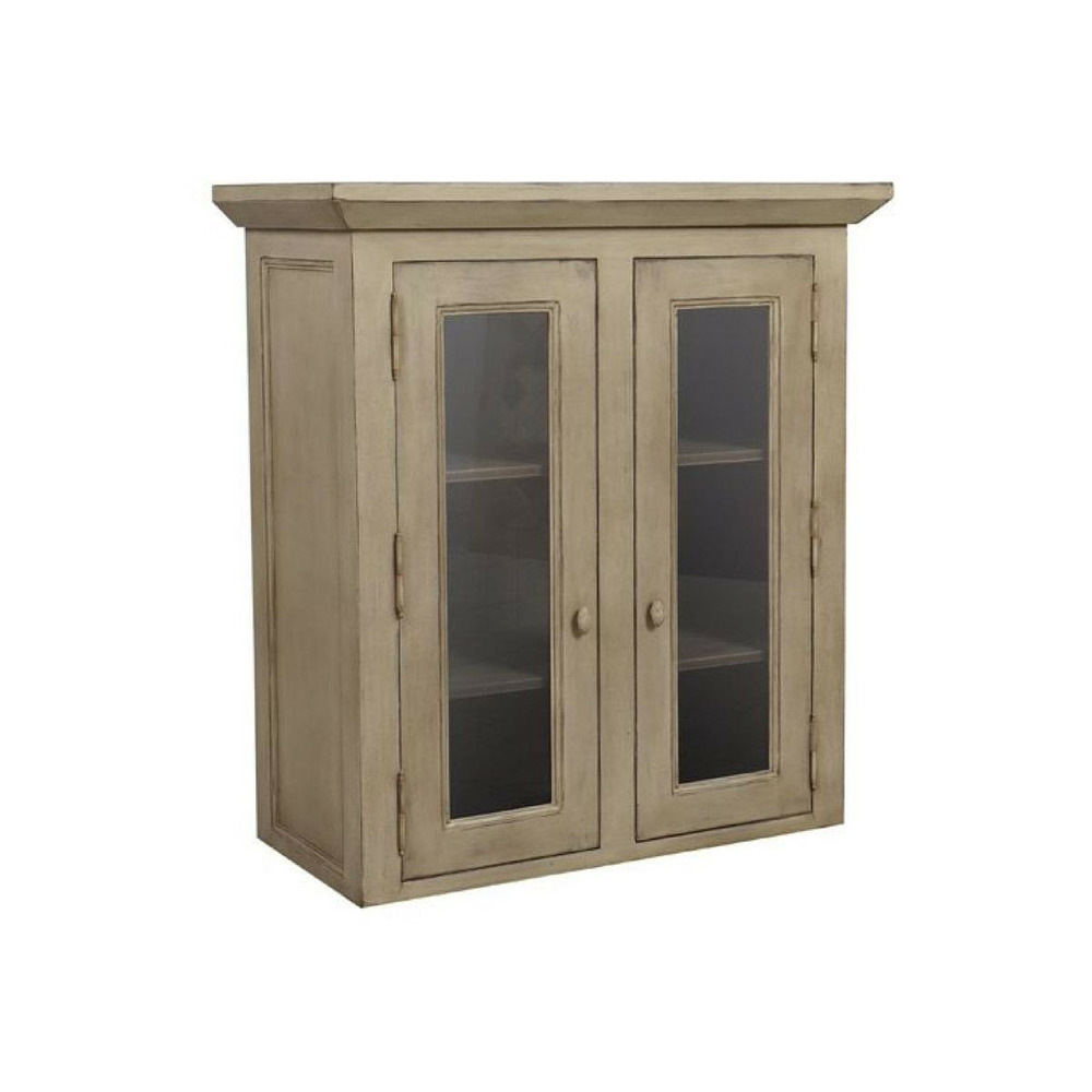 Haut de buffet 2 portes vitrées bois beige - brocante interior's