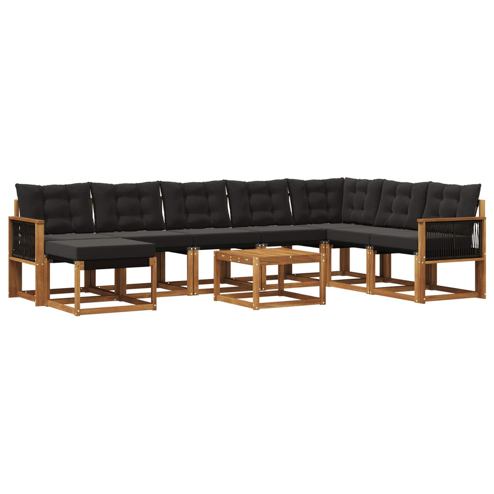Ensemble de canapés d'extérieur 9 pcs naturel et noir
