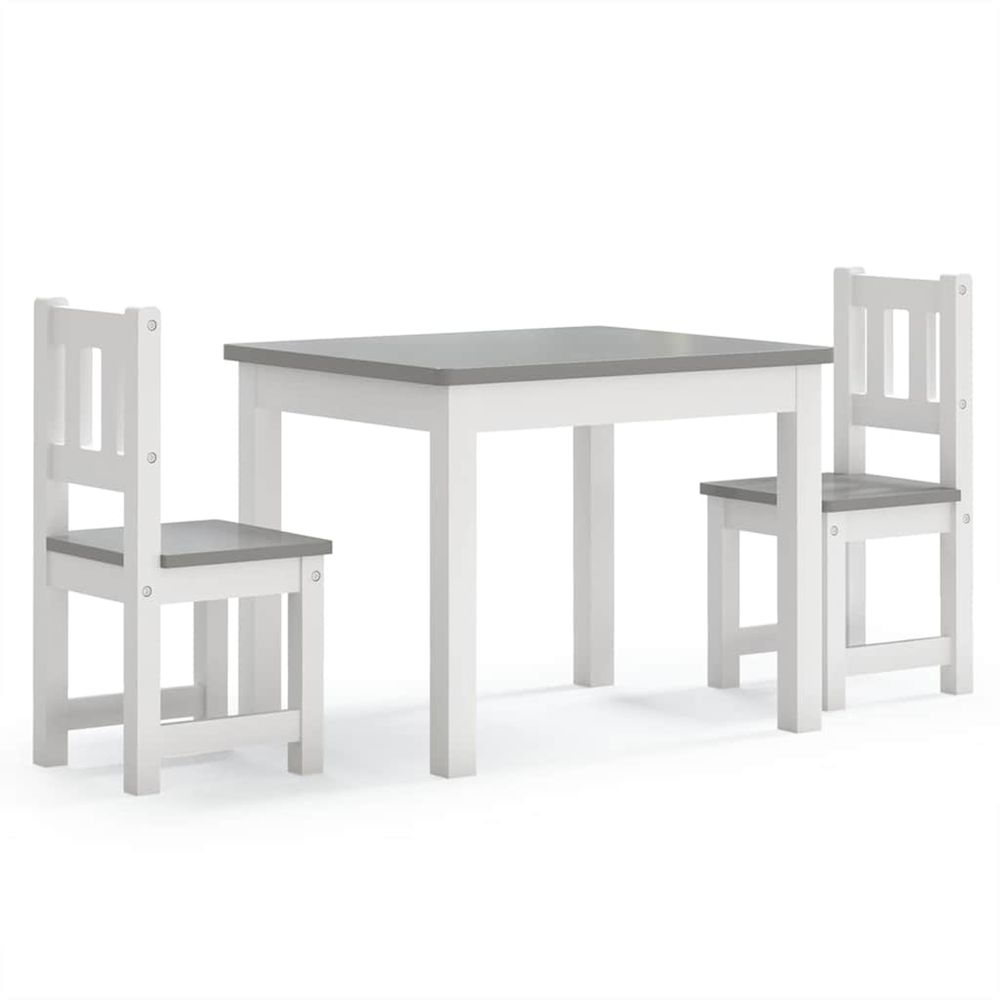 Ensemble de table et chaises enfants 3 pcs blanc et gris mdf