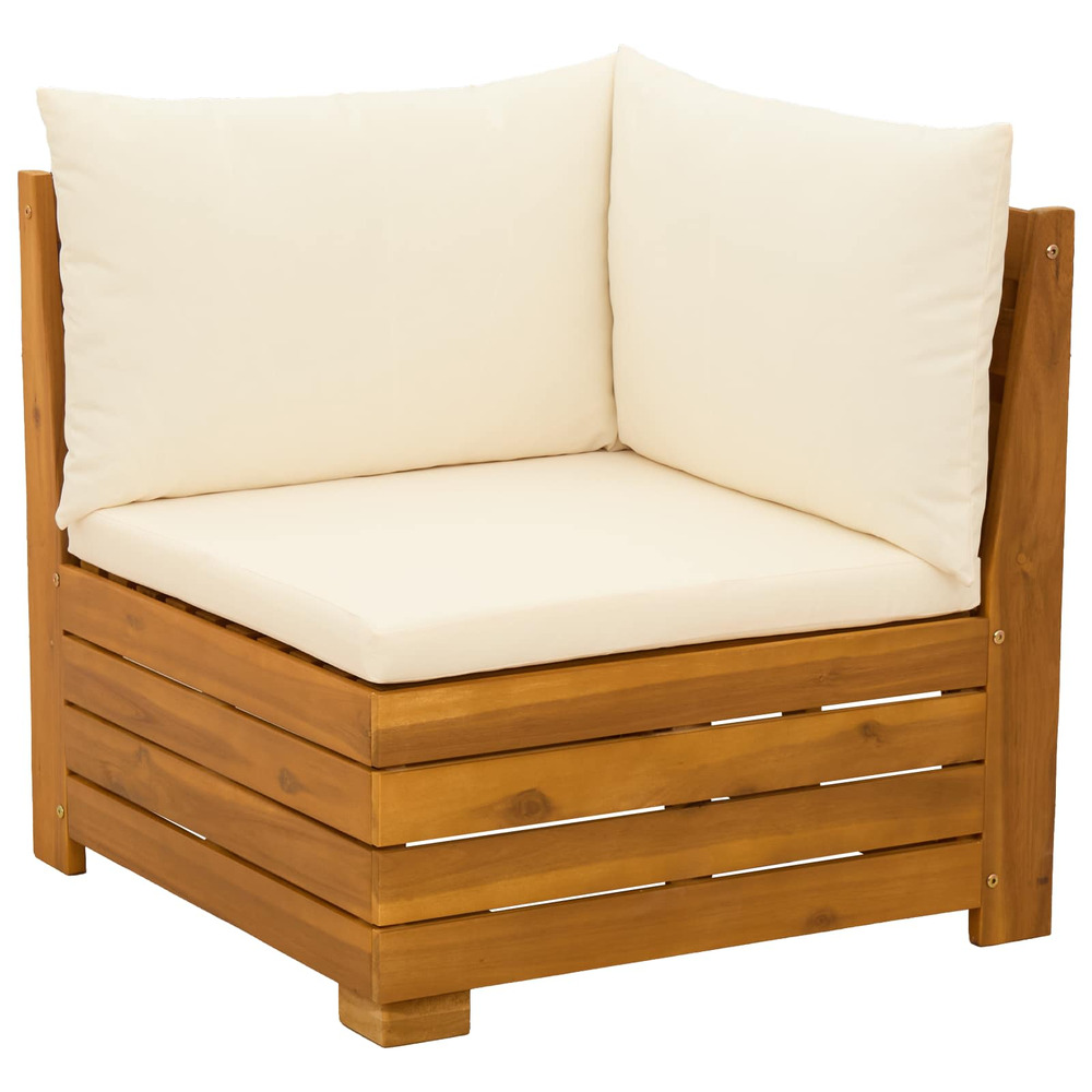 Canapé d'angle de jardin bois d'acacia massif marron