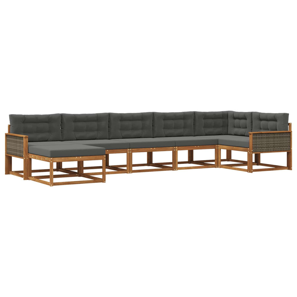 Ensemble de canapés d'extérieur 7 pcs naturel et anthracite