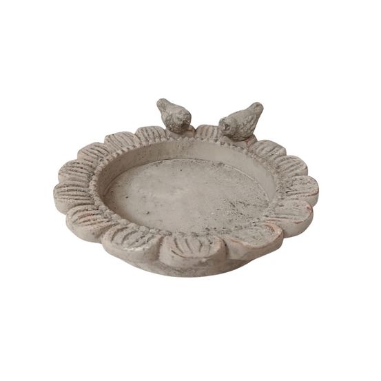 Mangeoire à oiseaux abreuvoir jardin fleur ancien béton gris 20cm