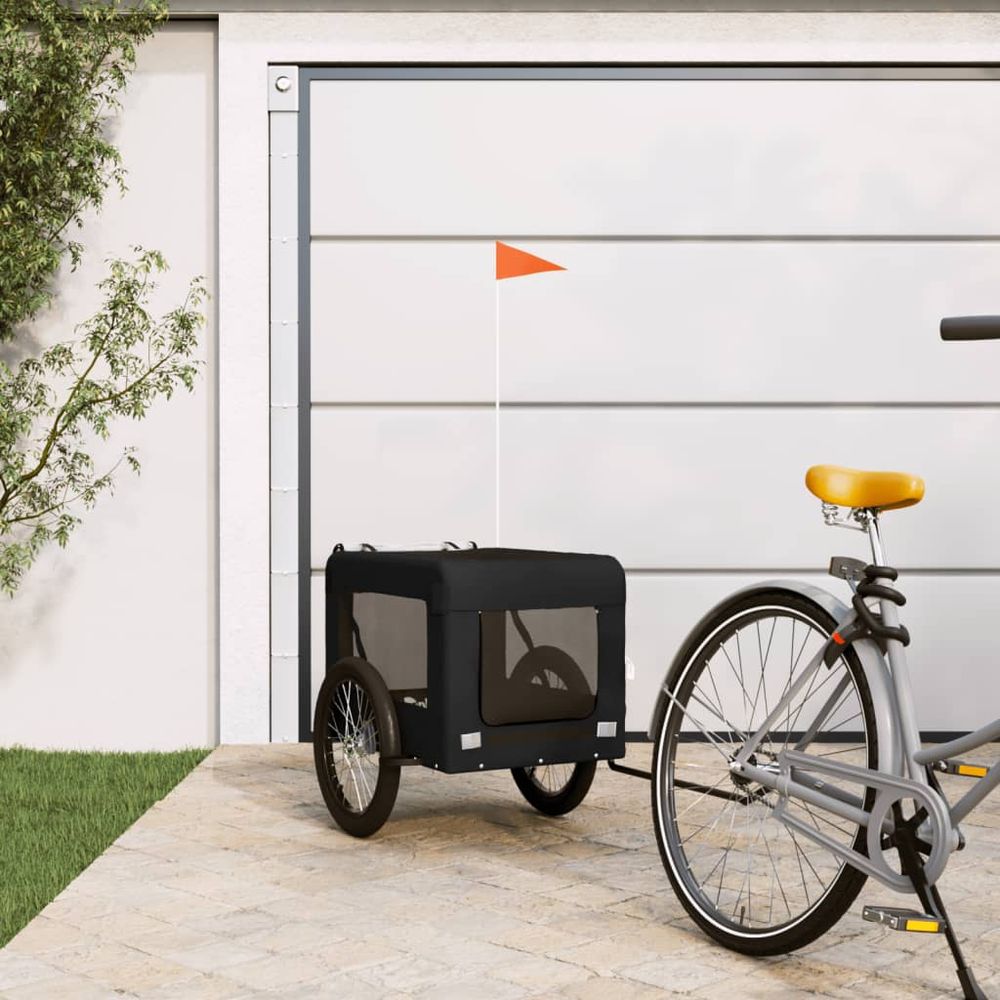 Grande remorque vélo chien tissu oxford transport animaux sécurisé noir
