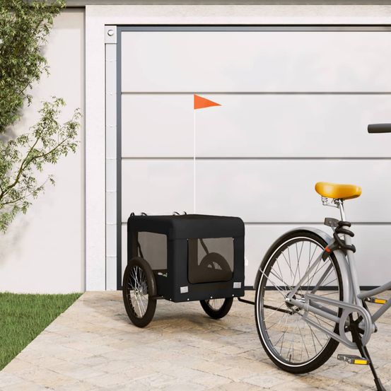 Grande remorque vélo chien tissu oxford transport animaux sécurisé noir