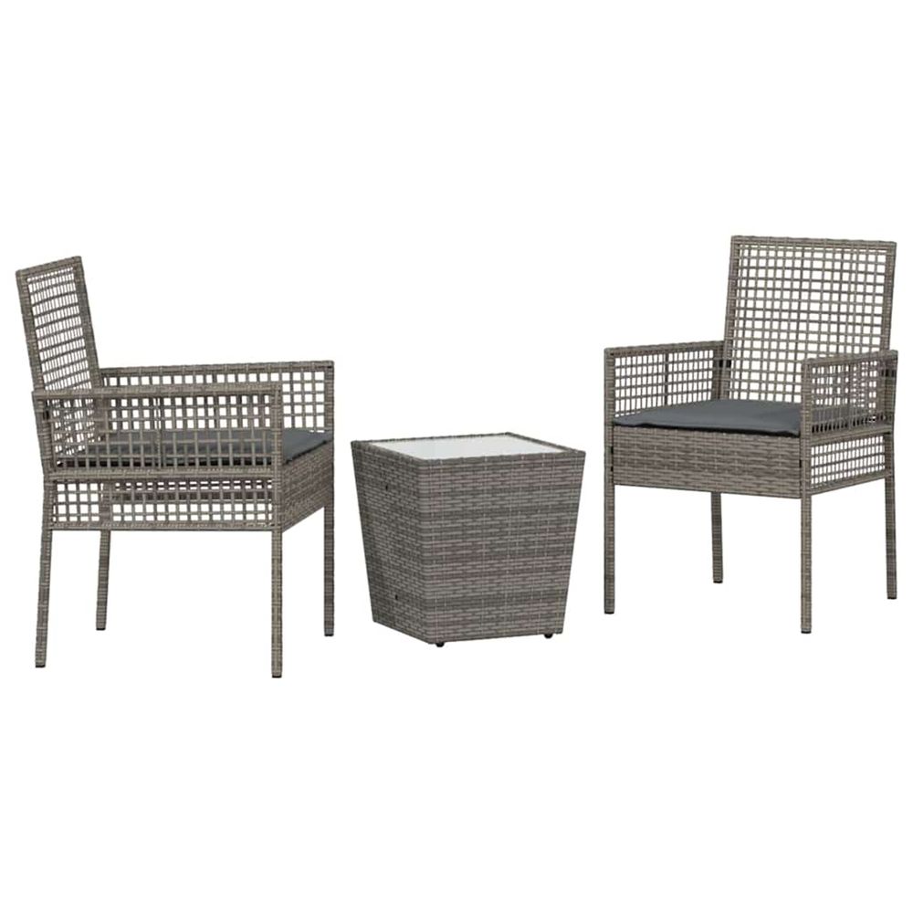 Ensemble bistro de jardin 3 pc gris polyrotin