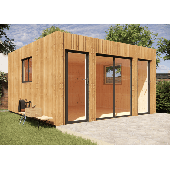 Studio de jardin re2020 en bois 4,4 x 4,6 x 2,7 m / isolation re2020 avec plancher isolé / menuiseries alu k-line