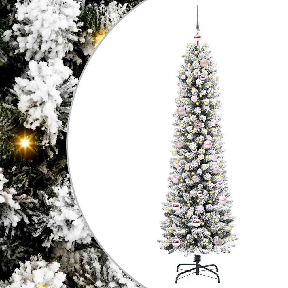 Sapin de fête enneigé 150 cm, installation facile, kit complet avec led usb