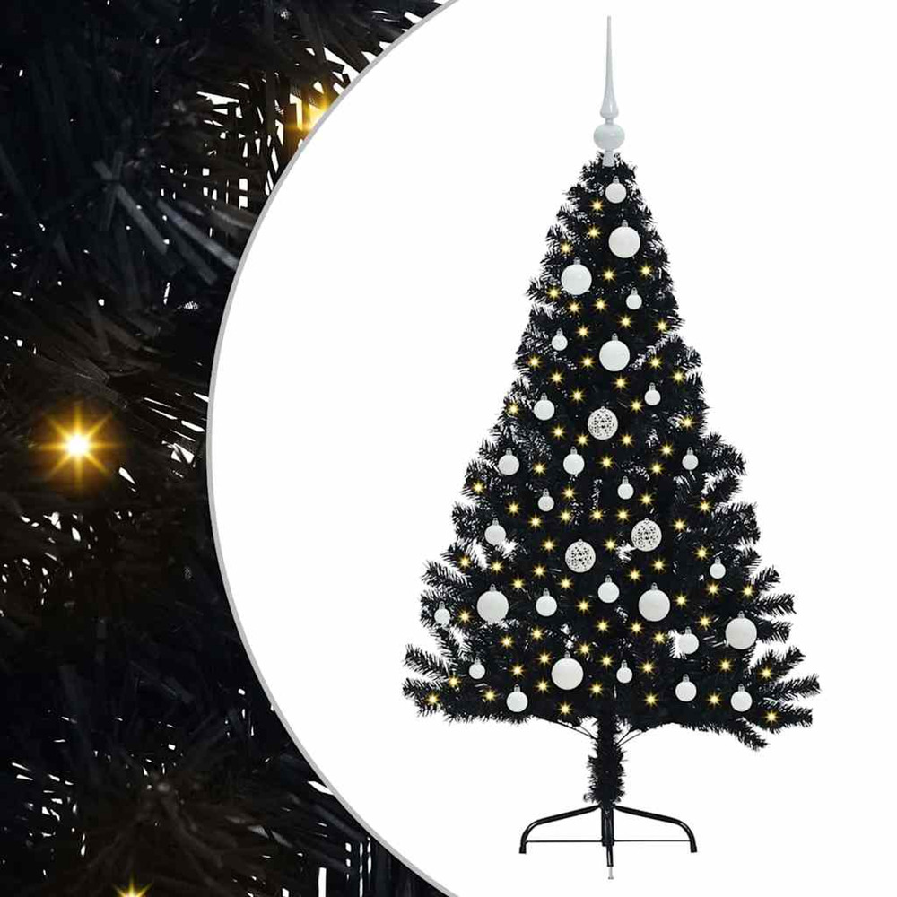 Sapin de noël artificiel pré-éclairé noir 120 cm pvc