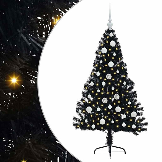 Sapin de noël artificiel pré-éclairé noir 120 cm pvc