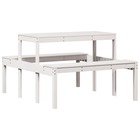 Table de pique-nique blanc 110x134x75 cm bois massif de pin